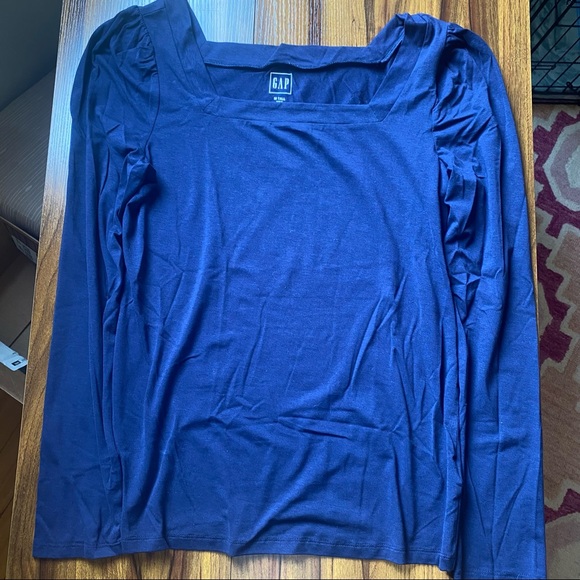 GAP Tops - NWOT Gap Navy Blue Long Sleeve Square Neck Puffed Shoulder Shirt